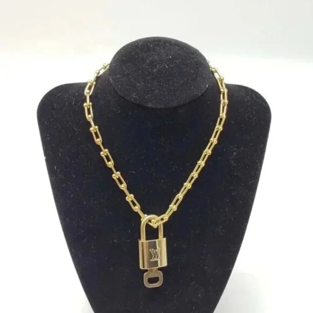 Authentic Louis Vuitton Lock and Key with Unbranded Gold Plated Chain Necklace